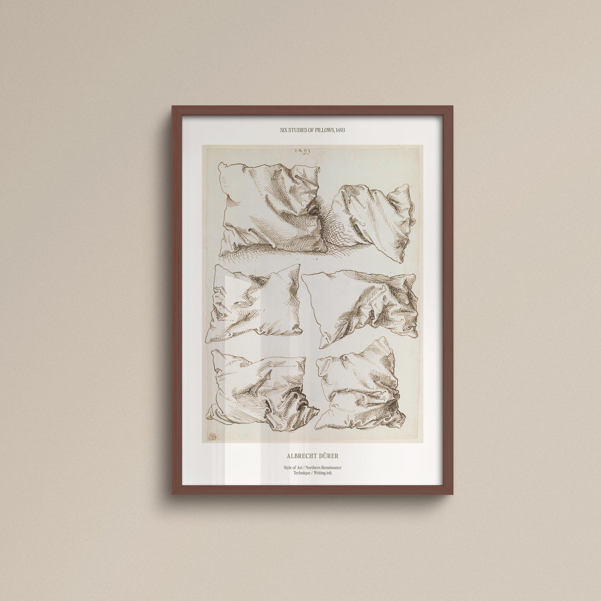 043. Albrecht Durer Six Studies of Pillows Print